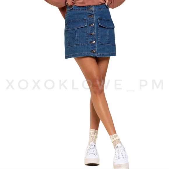 🔥SALE POL Button Front Denim Jean Skirt - Picture 9 of 12